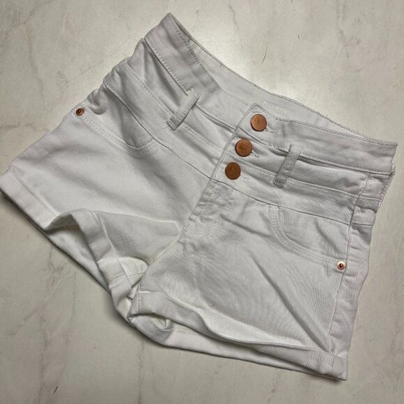 No Bo Midrise Denim White Shorts 1 - Picture 1 of 6
